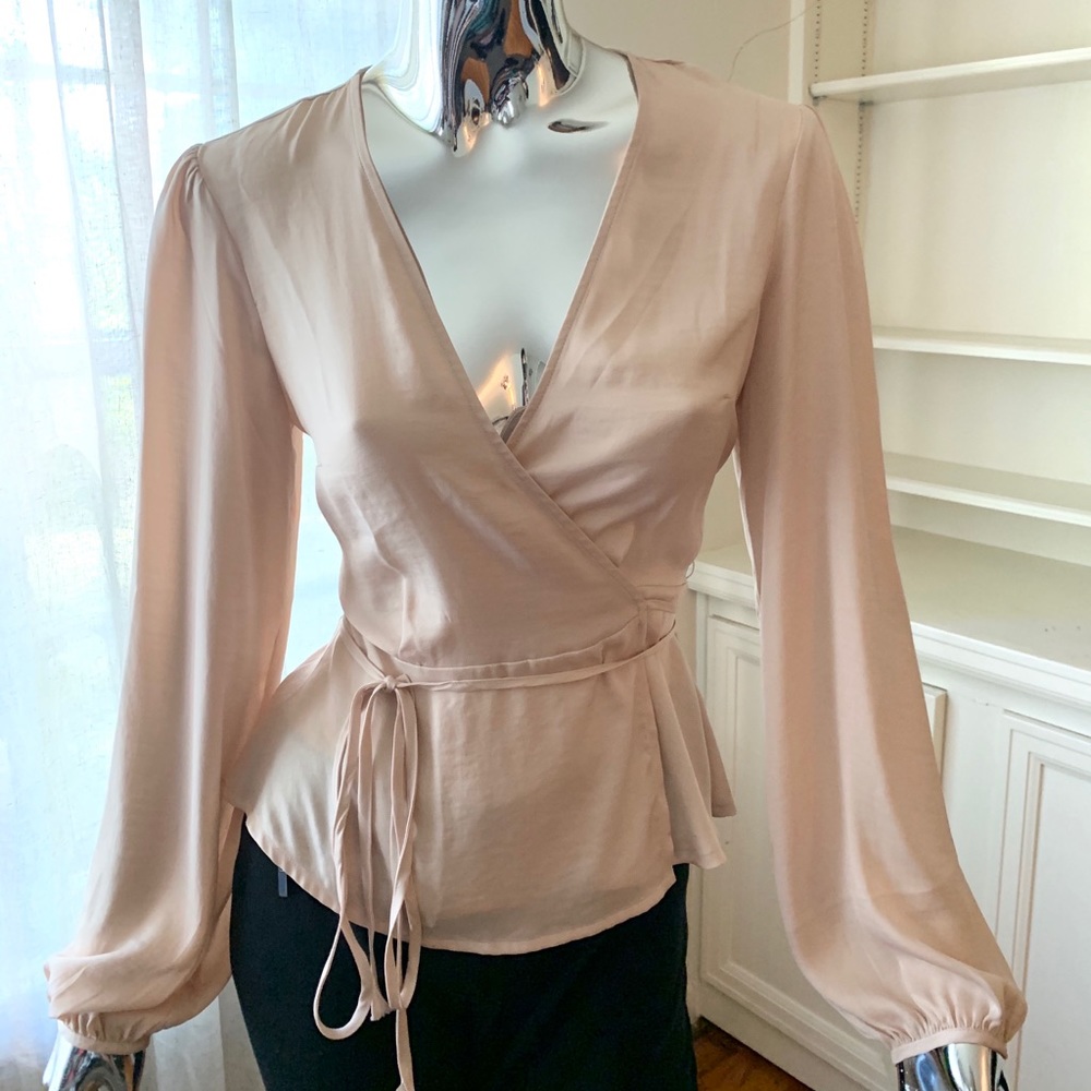 Ivory satin wrap top